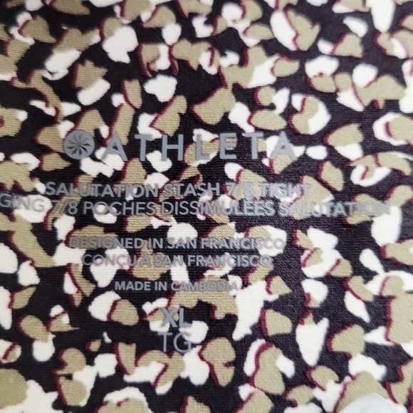 Athleta Salutation Stash Tight Leggings w/Pocket Black, White, Brown XL - Picture 4 of 6